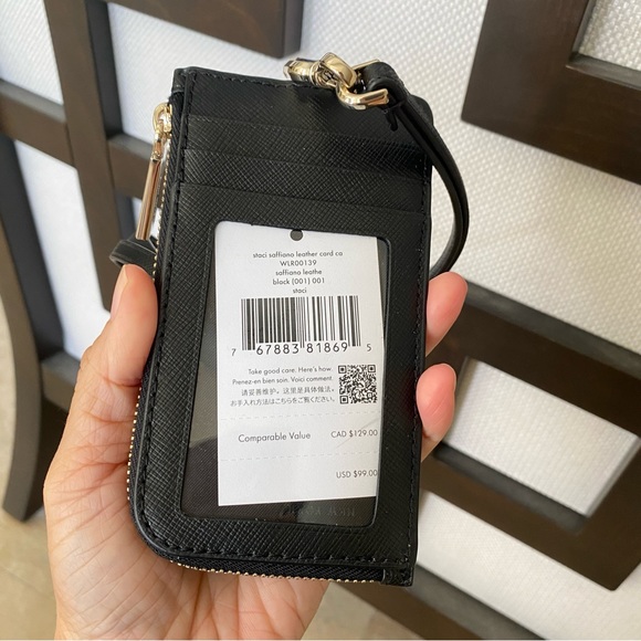 New‼️Kate Spade madison cardcase lanyard KC573 Black - Picture 3 of 6